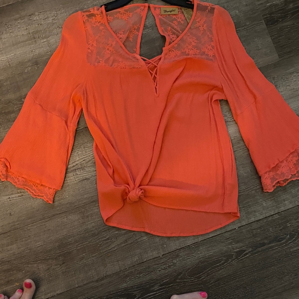 Wrangler Orange Lace Detail Blouse